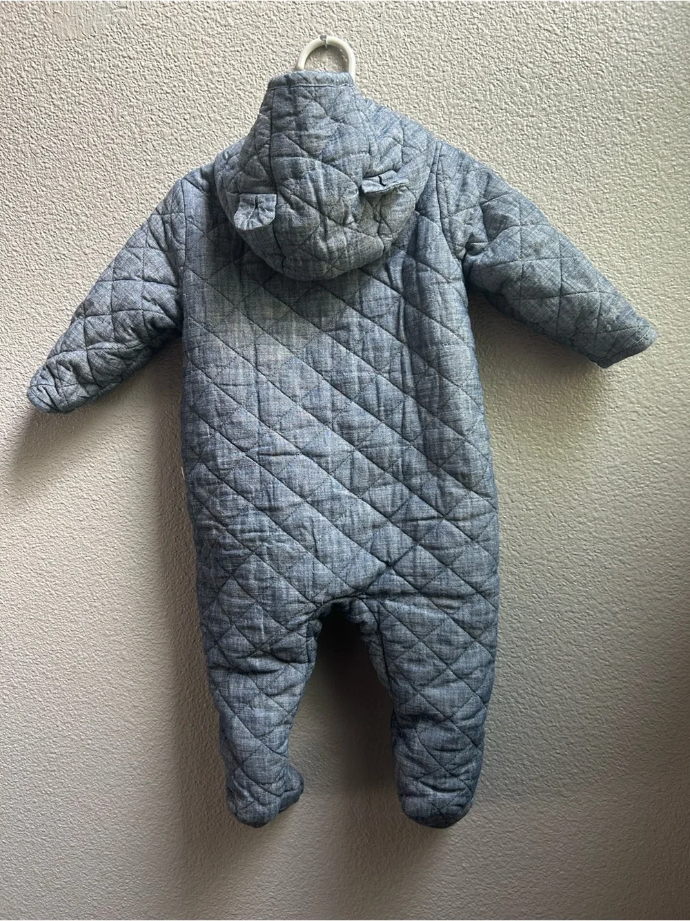 GAP Quilted Hooded Footed One-Piece in Gray